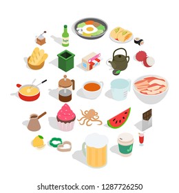 Culinary esthete icons set. Isometric set of 25 culinary esthete vector icons for web isolated on white background