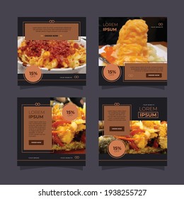 Culinary Food Beverage Social Media Post Template Collection Set With Minimalist and Elegant Style. Clean. Modern. Ads Banner. Discount. Sale. Drink. Flyer. Feed. Card. Design. Facebook. Instagram