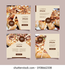 Culinary Food Beverage Social Media Post Template Collection Set With Minimalist and Elegant Style. Clean. Modern. Ads Banner. Discount. Sale. Drink. Flyer. Feed. Card. Design. Facebook. Instagram.