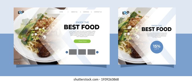 Culinary Food Landing Page Website and Social Media Post Template With Minimalist and Elegant Style. Clean. Modern. Sale. Ads Banner. Cover. Flyer. Feed. Card. Design. Facebook. Instagram. Youtube.