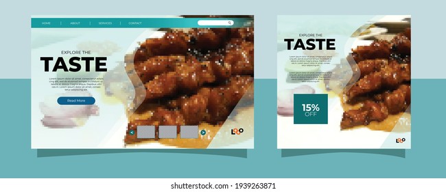 Culinary Food Landing Page Website and Social Media Post Template With Minimalist and Elegant Style. Clean. Modern. Sale. Ads Banner. Cover. Flyer. Feed. Card. Design. Facebook. Instagram. Youtube.