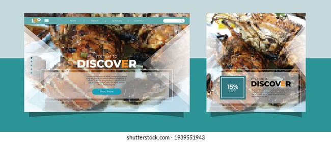 Culinary Food Landing Page Website and Social Media Post Template With Minimalist and Elegant Style. Clean. Modern. Sale. Ads Banner. Cover. Flyer. Feed. Card. Design. Facebook. Instagram. Youtube.