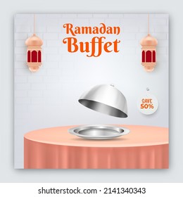 Culinary or food menu. Ramadan buffet social media post template.