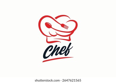 Culinary Food Restaurant Logo with Element Spoon Fork and Hat Chef Concept