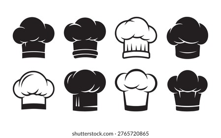 Culinary headwear assortment. Professional kitchen attire icons. For restaurant branding.