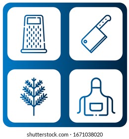 culinary icon set. Collection of Grater, Cleaver, Dill, Apron icons