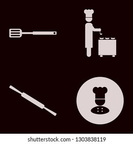 culinary icon set with rolling pin, spatula and chef ladle vector illustration