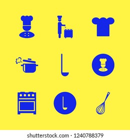 culinary icon. culinary vector icons set chef cap, whisk, gas stove and boiled pan