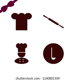 culinary icon. culinary vector icons set chef, rolling pin, ladle spoon and chef cap
