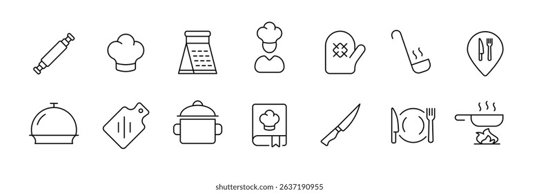 Culinary icons for kitchen design and cooking projects