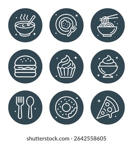 Culinary icons in minimalist style. Icon symbol illustration