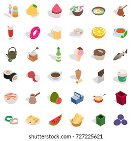 Culinary icons set. Isometric style of 36 culinary vector icons for web isolated on white background