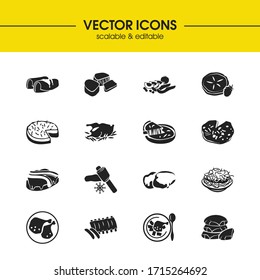Culinary icons set with oklahoma, kansas and mississippi elements. Set of culinary icons and brownie with biscuits concept. Editable vector elements for logo app UI design.
