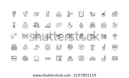 Culinary ideas, linear icons, line signs set, vector collection