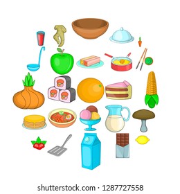Culinary ingredient icons set. Cartoon set of 25 culinary ingredient vector icons for web isolated on white background