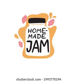 culinary inscription on a bright background "homemade jam"