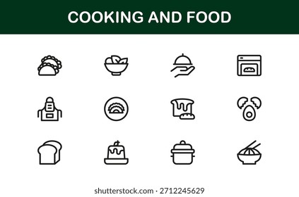 Paquete de iconos de la línea Essentials culinaria y de cocina: Colección de Vector mínima moderna
