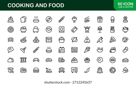Culinária e cozinha Essentials Line Icon Pack — coleção de vetor mínimo moderno