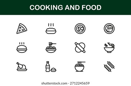 Paquete de iconos de la línea Essentials culinaria y de cocina: Colección de Vector mínima moderna