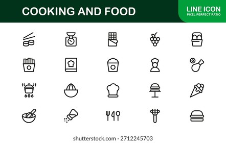 Paquete de iconos de la línea Essentials culinaria y de cocina: Colección de Vector mínima moderna