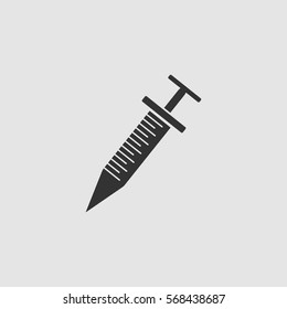 Culinary kitchen syringe icon flat. Black pictogram on grey background. Vector illustration symbol