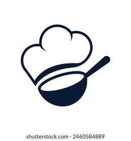 Culinary logo design, combination of chef hat and ladle. Good to use for restaurants, culinary companies etc.	