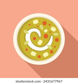 Culinary new cream soup icon flat vector. Cuisine lunch. Food cooking