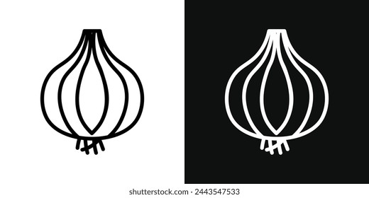 Culinary Onion and Garlic Cooking Icons. Essential Kitchen Ingredients and Flavor Symbols.