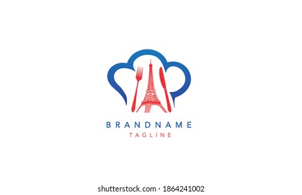 Ilustración vectorial de plantilla de diseño de logotipo de parís culinario