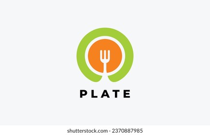 Culinary plate and fork logo with flat style design for food company