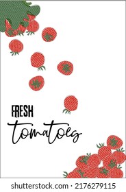 A culinary poster in the style of paper cut. a postcard with tomatoes.