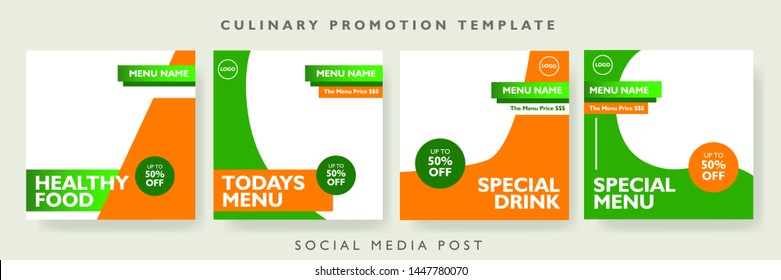 Culinary promotion template. Food and beverage for social media post. Digital flyer poster brochure design layout. 