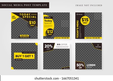 culinary sale set social media post design template. Editable Post Template Social Media  Banners minimal for Digital Marketing. Promo Brand Fashion. Stories. Streaming. Vector Illustration