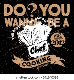 Culinary School Poster. Black Background