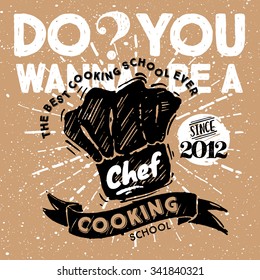 Culinary School Poster. Paper Background