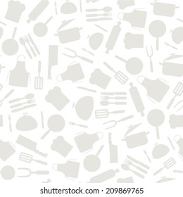 Culinary seamless background. Kitchen vector texture.