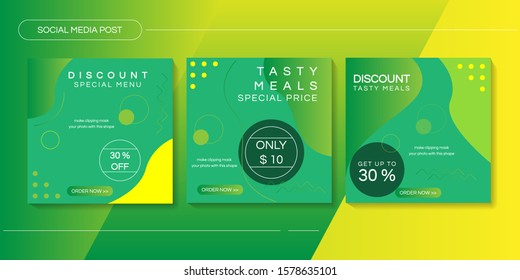 culinary social media post template for promotion. Editable photo frames, stories, backgrounds, banners