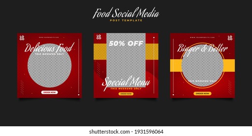 Culinary Social Media Post Template for Restaurant Promotion. Food Menu Social Media Post Templates