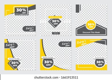 Culinary social media post templates. Vector illustration EPS 10