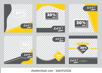 Culinary social media post templates. Vector illustration EPS 10