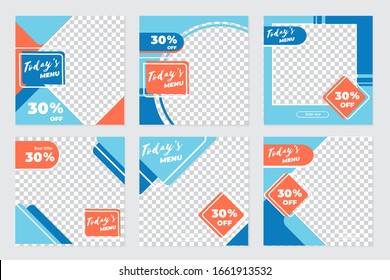 Vorlagen für Social-Media-Beiträge von Kulinarik. Vektorillustration, EPS10