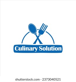 Logotipo de alimento de solución culinaria en vector