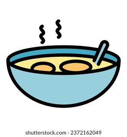 Culinary soup icon outline vector. Brazilian dish. Food meat color flat