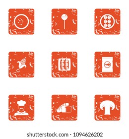 Culinary specialist icons set. Grunge set of 9 culinary specialist vector icons for web isolated on white background