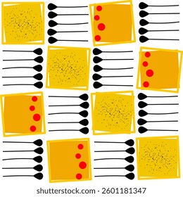 Culinary Spice Kitchen Pattern With Saffron Squares