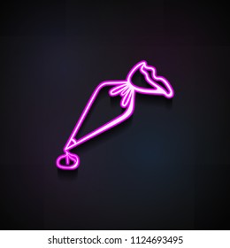 culinary syringe icon. Element of Bakery shop icons for mobile concept and web apps. Neon culinary syringe icon can be used for web and mobile apps on dark gradient background