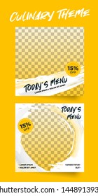 Culinary theme social media post promo template layout with place for image photo
