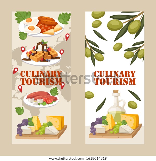 Culinary Tourism Vertical Banners Vector Illustration Stock Vector Royalty Free 1618014319