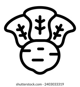 Kulinarisches Turnip Symbol Umriss Vektor. Botanische landwirtschaftliche Wurzel. Diätetische organische Zutaten