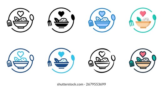 Ícone de bem-estar culinário definir coleção de vários estilos 
